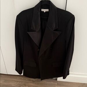 WeWoreWhat Black Satin-Lapel Tuxedo Blazer